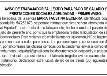 Edicto 1er aviso María Faustina Becerra