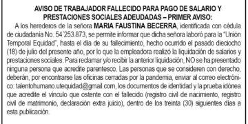 Edicto 1er aviso María Faustina Becerra