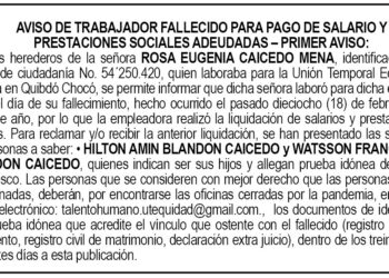 Edicto 1er. aviso Rosa Eugenia Caicedo Mena