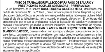 Edicto 1er. aviso Rosa Eugenia Caicedo Mena