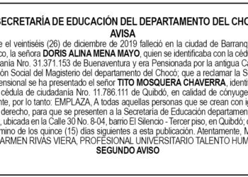 Edicto 2do. aviso Doris Alina Mena Mayo
