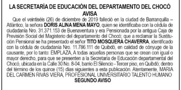 Edicto 2do. aviso Doris Alina Mena Mayo