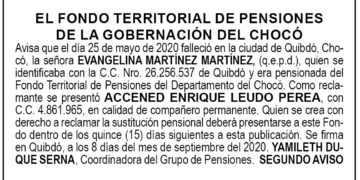 Edicto 2do. aviso Evangelina Martínez Martínez