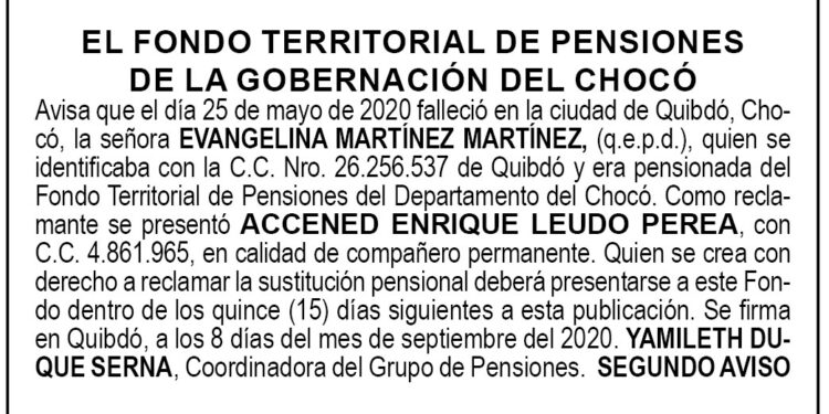 Edicto 2do. aviso Evangelina Martínez Martínez