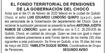 Edicto 2do. aviso Luis Eduardo Londoño Quinto