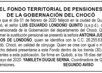 Edicto 2do. aviso Luis Eduardo Londoño Quinto