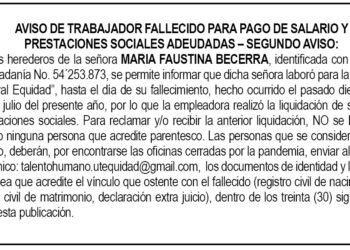 Edicto 2do. aviso María Faustina Becerra
