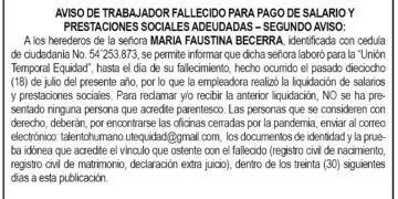 Edicto 2do. aviso María Faustina Becerra
