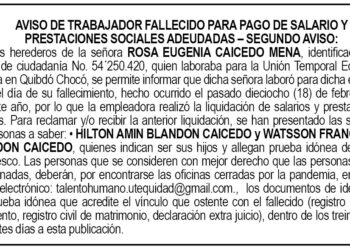 Edicto 2do. aviso Rosa Eugenia Caicedo Mena