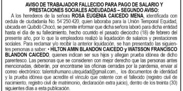 Edicto 2do. aviso Rosa Eugenia Caicedo Mena