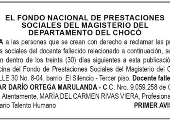 Edicto 1er. aviso César Darío Ortega Marulanda