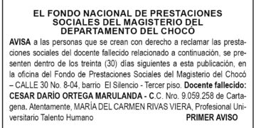 Edicto 1er. aviso César Darío Ortega Marulanda