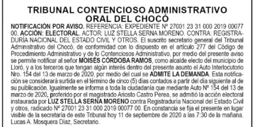 Notificación por aviso. Acción electoral
