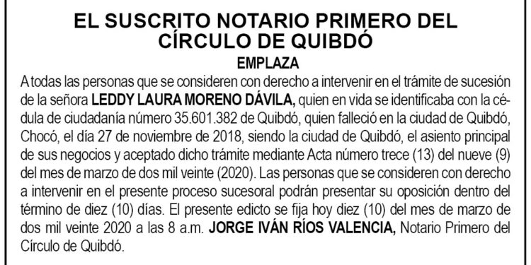 Edicto Leddy Laura Moreno Dávila