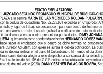 Edicto María de las Mercedes Roldán Pulgarín