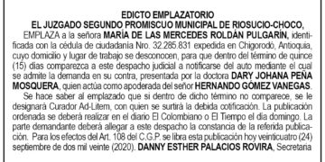 Edicto María de las Mercedes Roldán Pulgarín