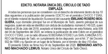 Edicto Emiliano Rosero Mosquera