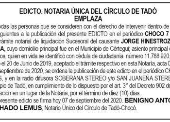 Edicto Jorge Hinestroza Valencia