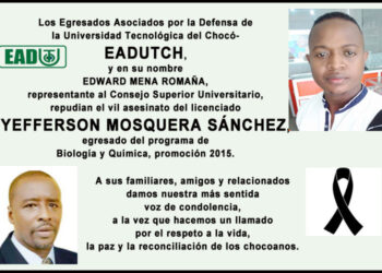 Egresados de la UTCH repudian asesinato de Yefferson Mosquera Sánchez