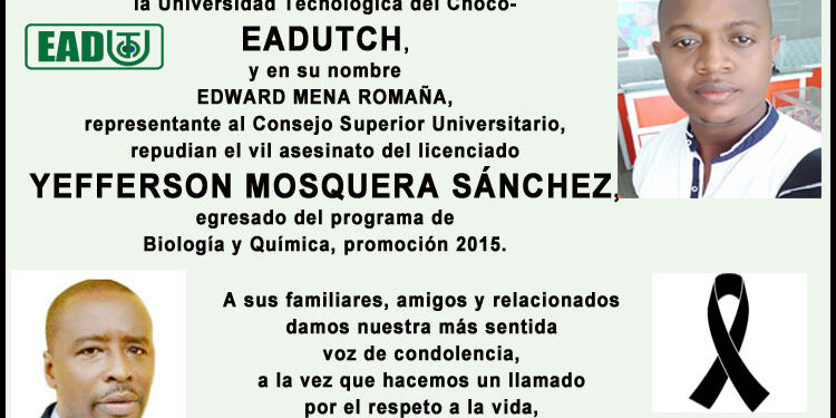 Egresados de la UTCH repudian asesinato de Yefferson Mosquera Sánchez