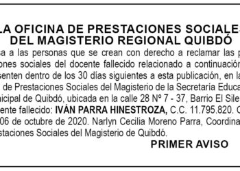 Edicto 1er. aviso Iván Parra Hinestroza