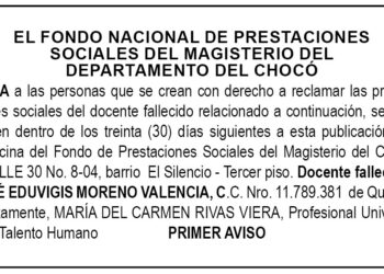 Edicto 1er. aviso José Eduvigis Moreno Valencia