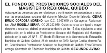 Edicto 2do. aviso César Emilio Córdoba Moreno