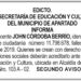 Edicto 2do. aviso Jhon Córdoba Berrío