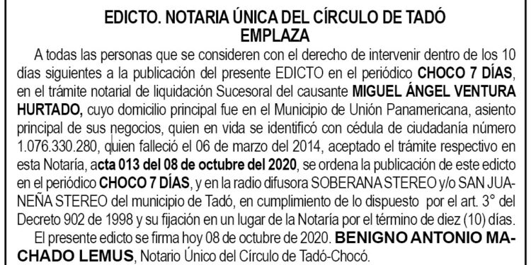 Edicto Miguel Ángel Ventura Hurtado