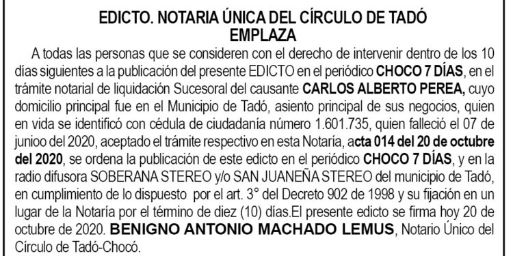 Edicto Carlos Alberto Perea