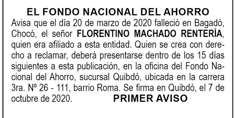 Edicto 1er. aviso Florentino Machado Rentería