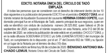 Edicto Herminia Cossio Copete
