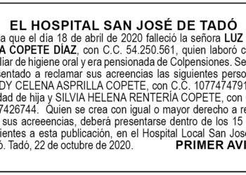 Edicto 1er. aviso Luz Marina Copete Díaz