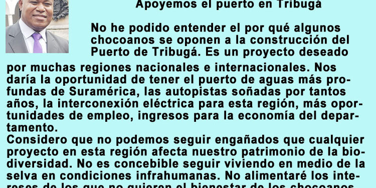 Correo del lector. Apoyo al puerto en Tribugá