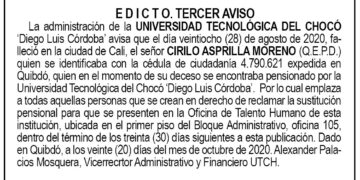 Edicto 3er. aviso Cirilo Asprilla Moreno