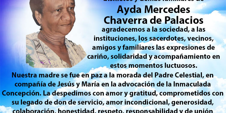 Agradecimiento Ayda Mercedes Chaverra de Palacios