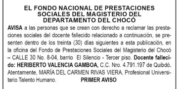 Edicto 1er. aviso Heriberto Valencia Gamboa