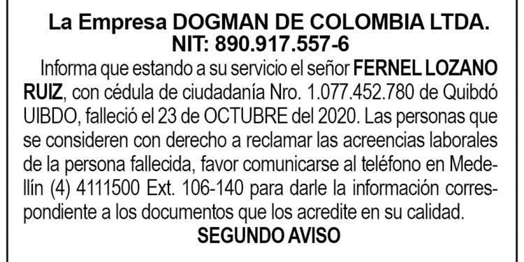 Edicto 2do. aviso Fernel Lozano Ruiz