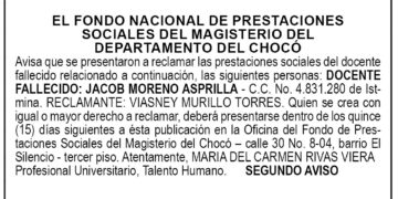 Edicto 2do. aviso Jacob Moreno Asprilla