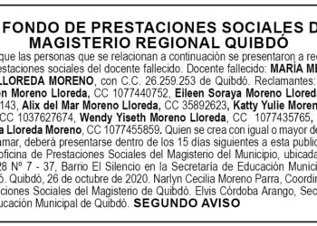 Edicto 2do. aviso María Mercedes Lloreda Moreno
