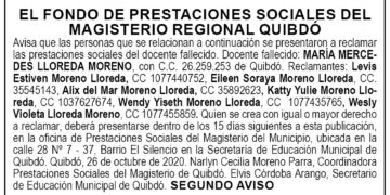 Edicto 2do. aviso María Mercedes Lloreda Moreno