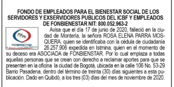 Edicto 1er. aviso Rosa Elena Parra Mosquera