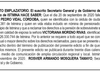 Edicto Pedro Vidal Córdoba