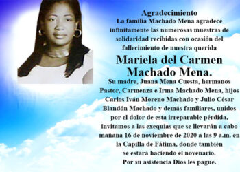 Agradecimiento Mariela del Carmen Machado Mena