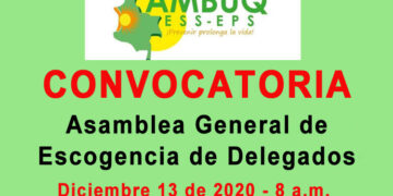 AMBUQ EPS-S-ESS, Convocatoria Asamblea General de Escogencia de Delegados, diciembre 13 de 2020