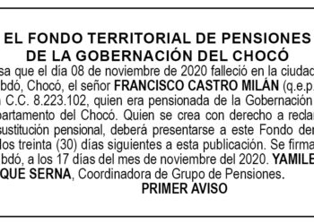 Edicto 1er. aviso Francisco Castro Milán