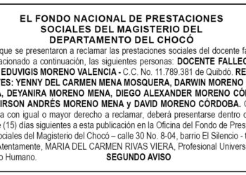 Edicto 2do. aviso José Eduvigis Moreno Valencia