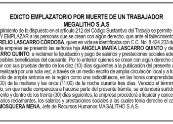 Edicto Aurelio Lascarro Córdoba