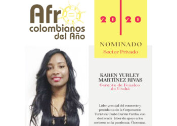 Karen Yurley Martínez Rivas, nominada en Afrocolombianos del Año 2020