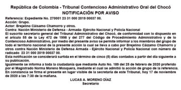 Notificación por aviso. Acción de Grupo